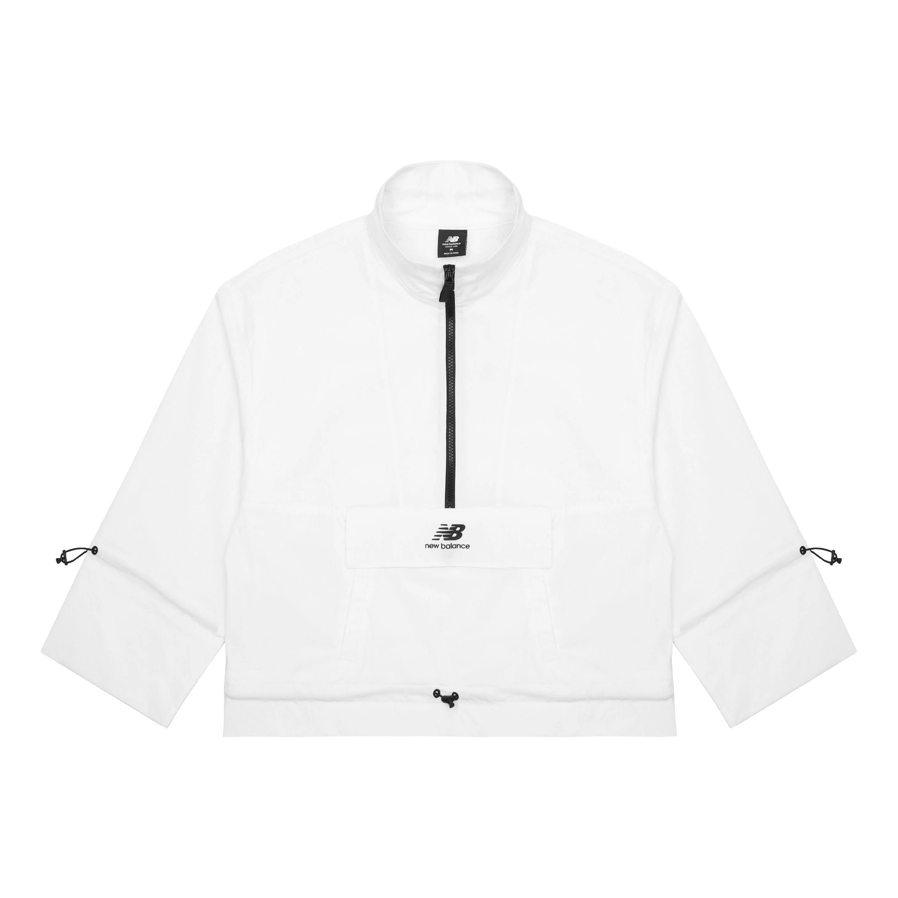 (WMNS) New Balance Logo Printing Half Zipper Sports Woven Stand Collar White Jacket AWJ13321-IV - 1