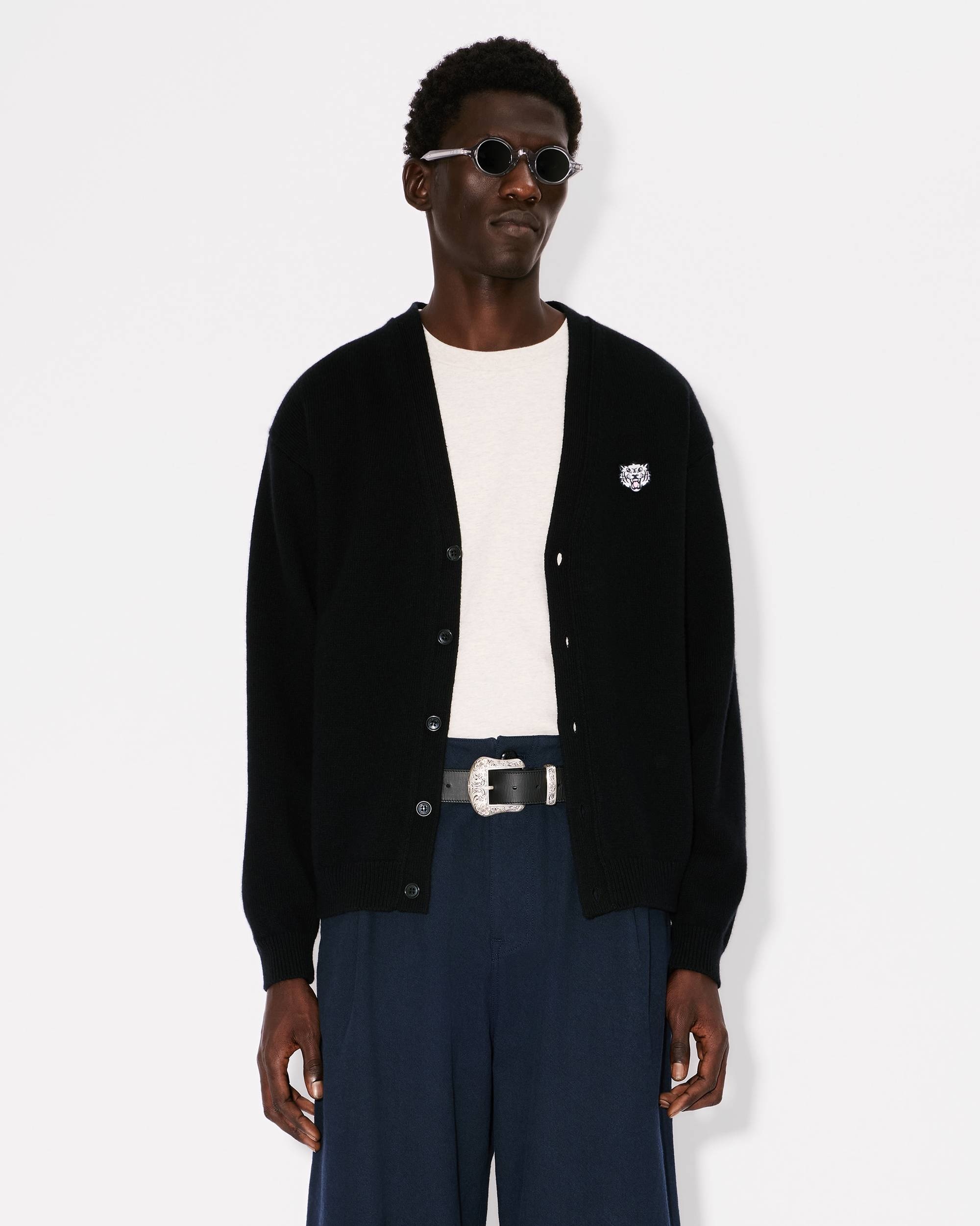 'KENZO Happy Tiger' embroidered cardigan in merino wool - 3