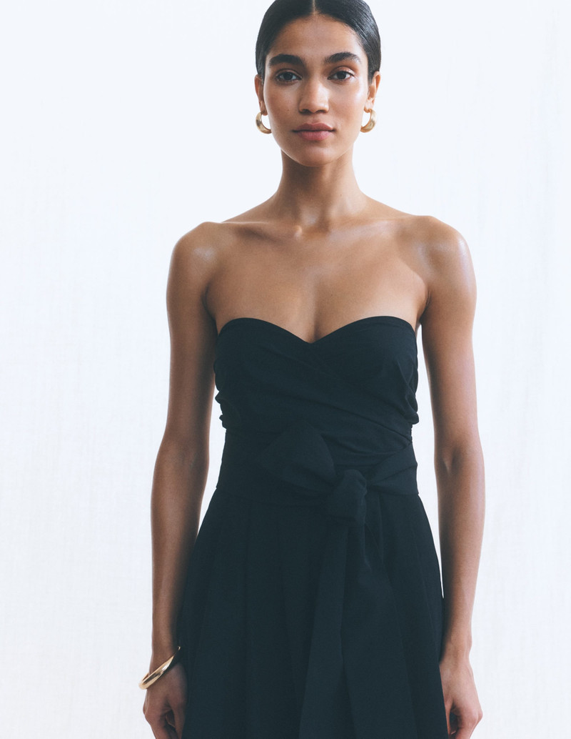 Strapless Taffeta Dress-Black 8