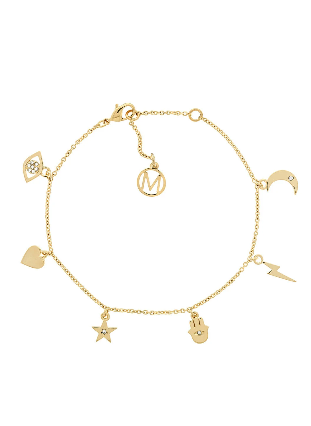 GOLD CRYSTAL CHARM BRACELET - 1