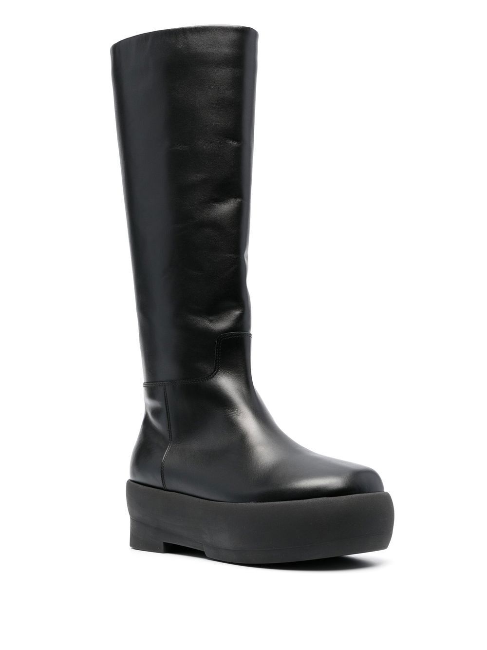 platform-sole leather boots - 4