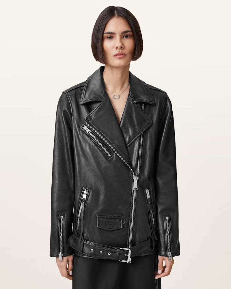 BILLIE RELAXED FIT LEATHER BIKER JACKET - 1