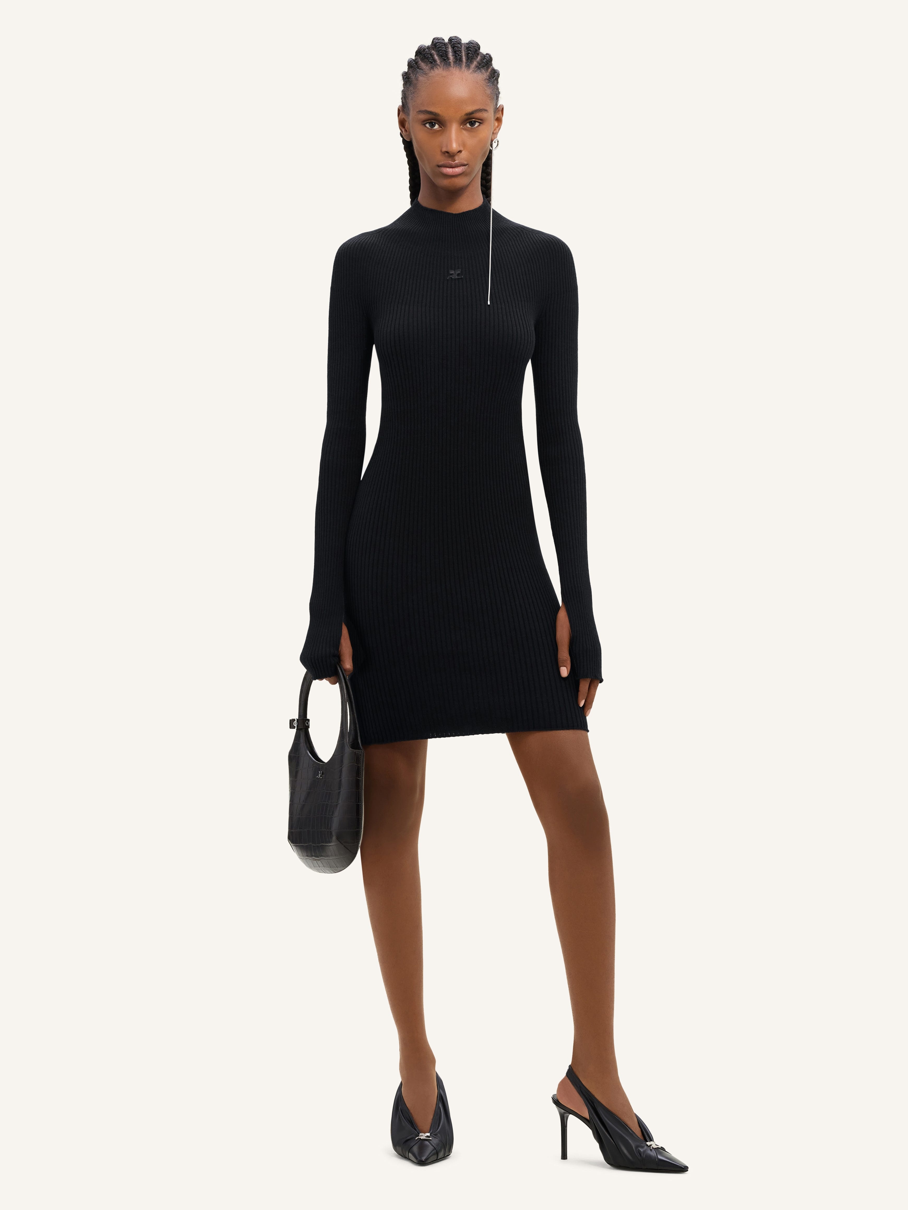 SOLAR RIB MOCKNECK MINI DRESS - 2