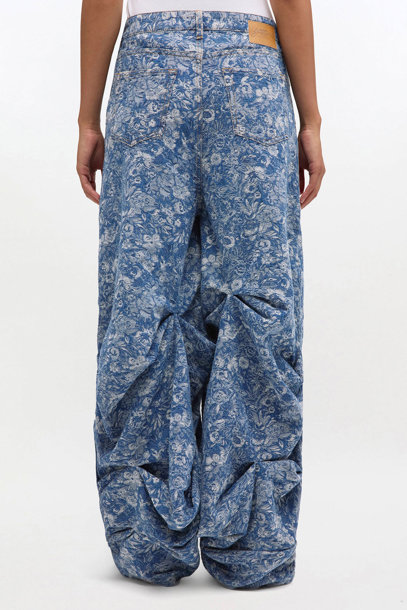 BLUE TAPESTRY DRAPED JEANS 4