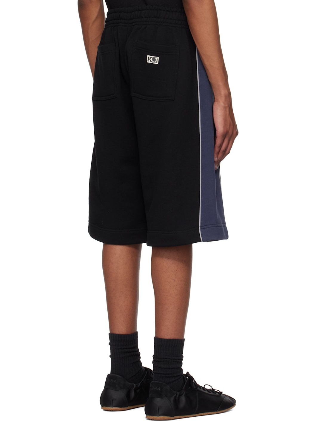 Black & Blue Paneled Shorts - 3