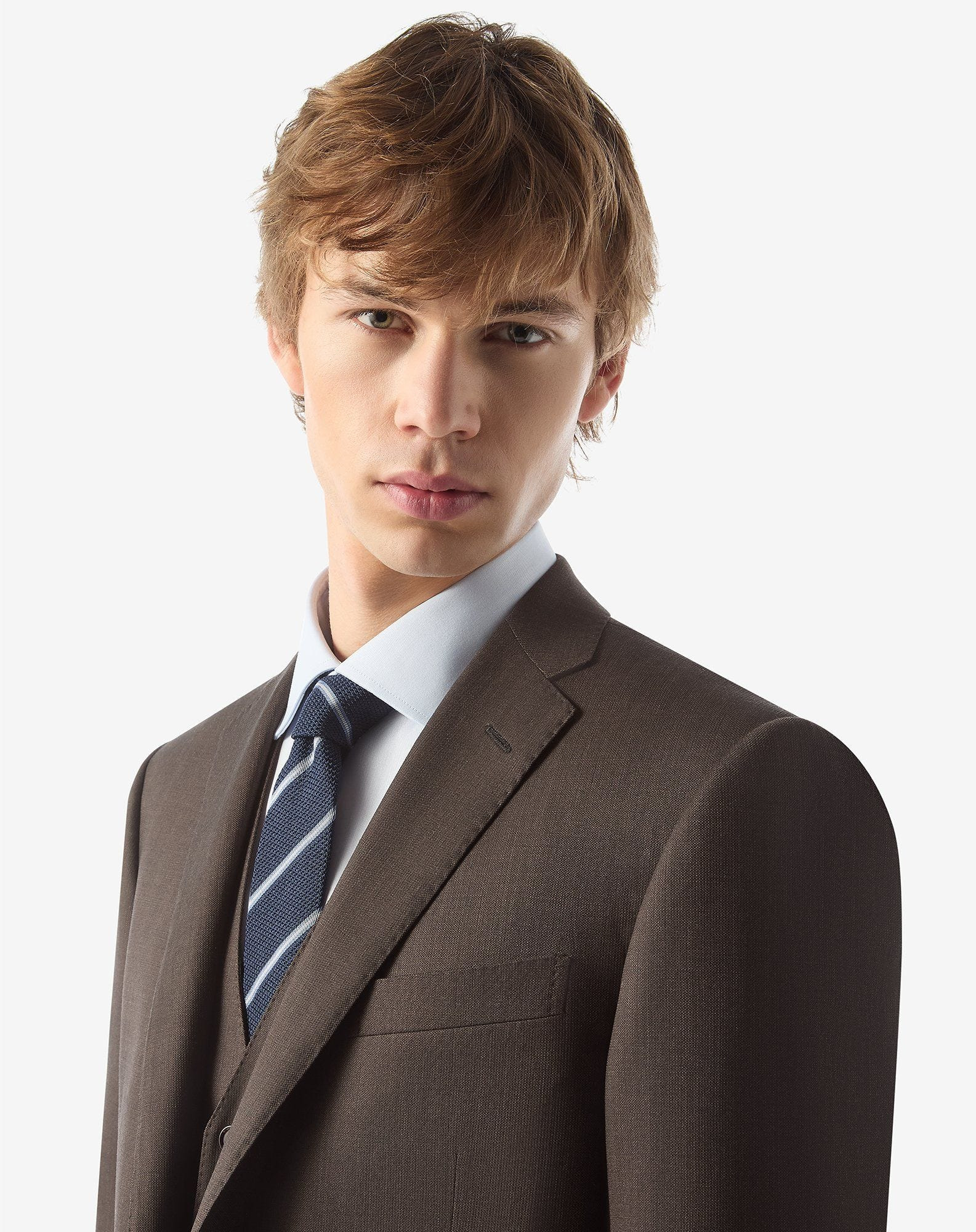 Brown stretch wool suit with waistcoat - 5