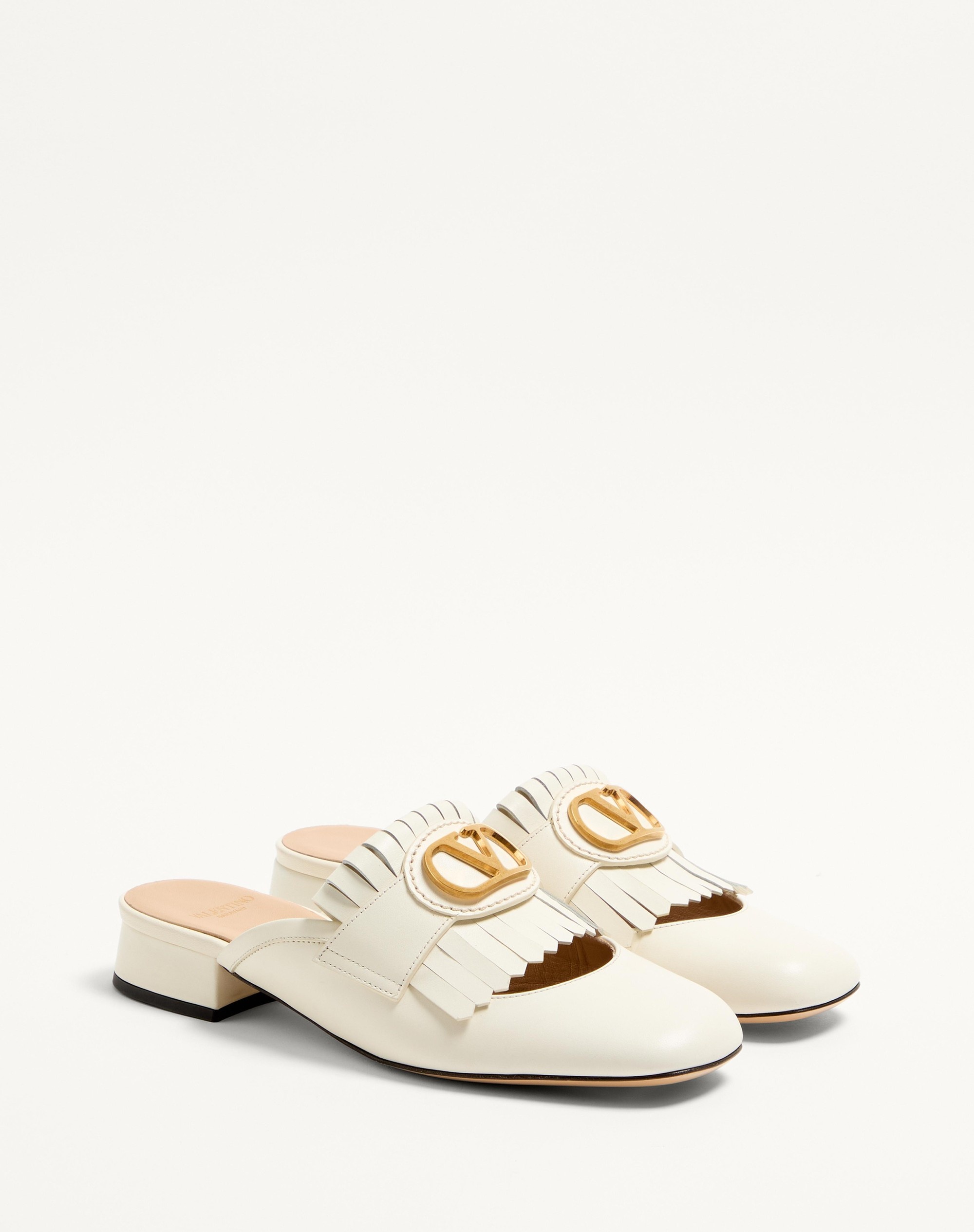 VLOGO SIGNATURE CALFSKIN MOCCASIN MULE WITH FRINGES 25MM - 2