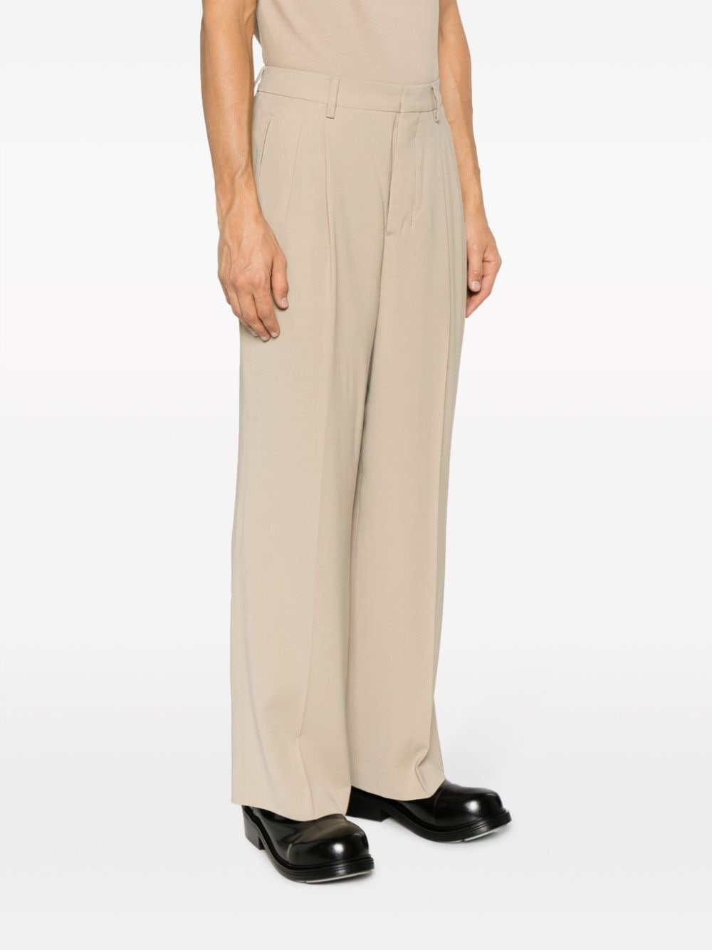 straight-leg pleat-detail trousers - 3