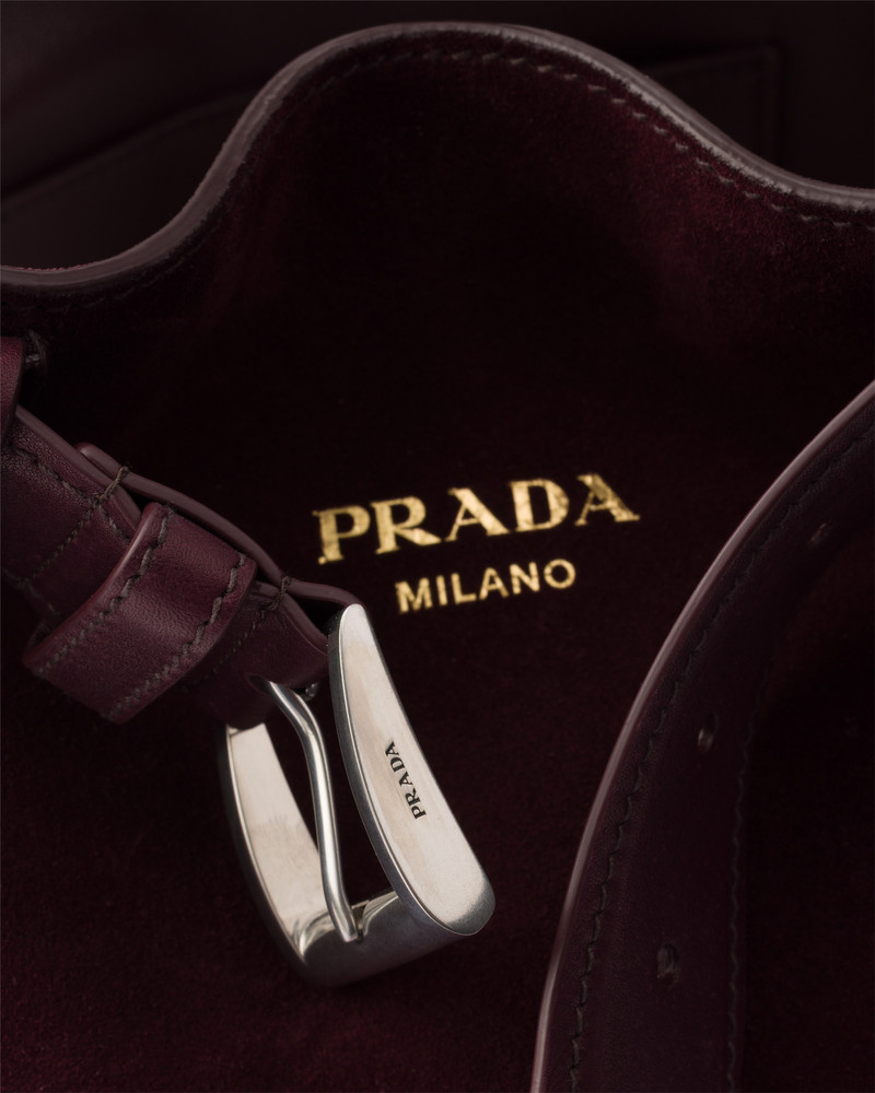 Prada Buckle belted suede bucket bag 6