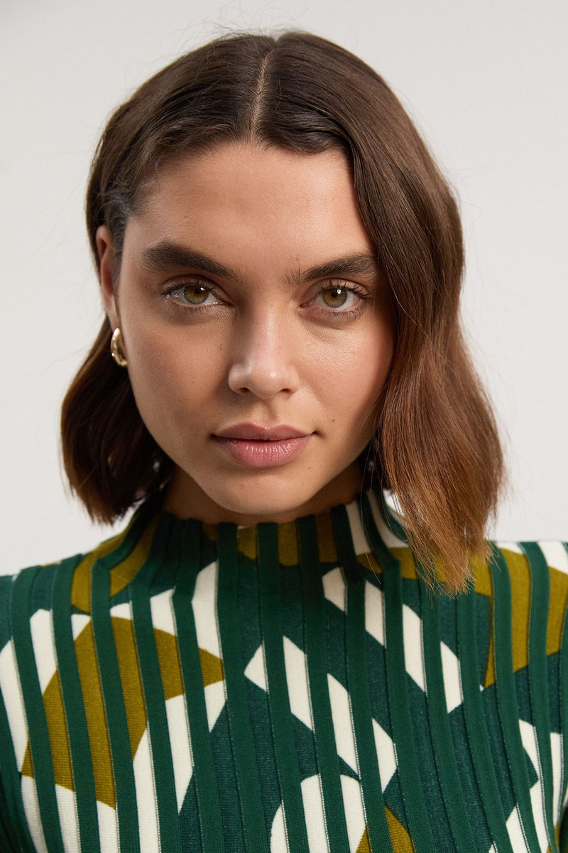 KAREN MILLEN Geo Jacquard Knit Long Sleeve Top outlook