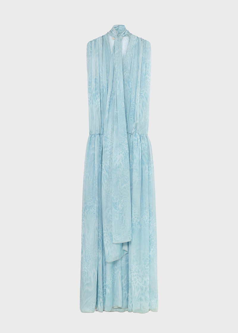 PRINTED CHIFFON LONG DRESS - 1