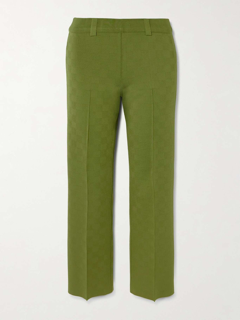 NSFW Jules checked jacquard-knit slim-leg pants Green - 1