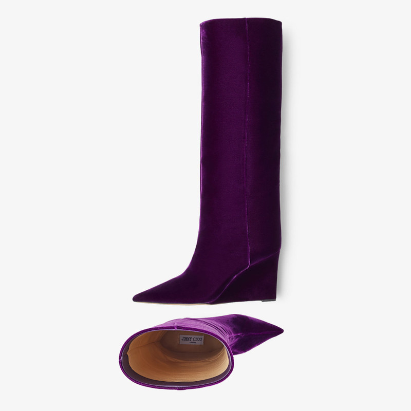 Blake Knee Boot 85 Cassis Velvet Knee-High Boots 5