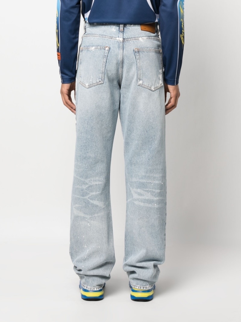 distressed wide leg jeans - 4