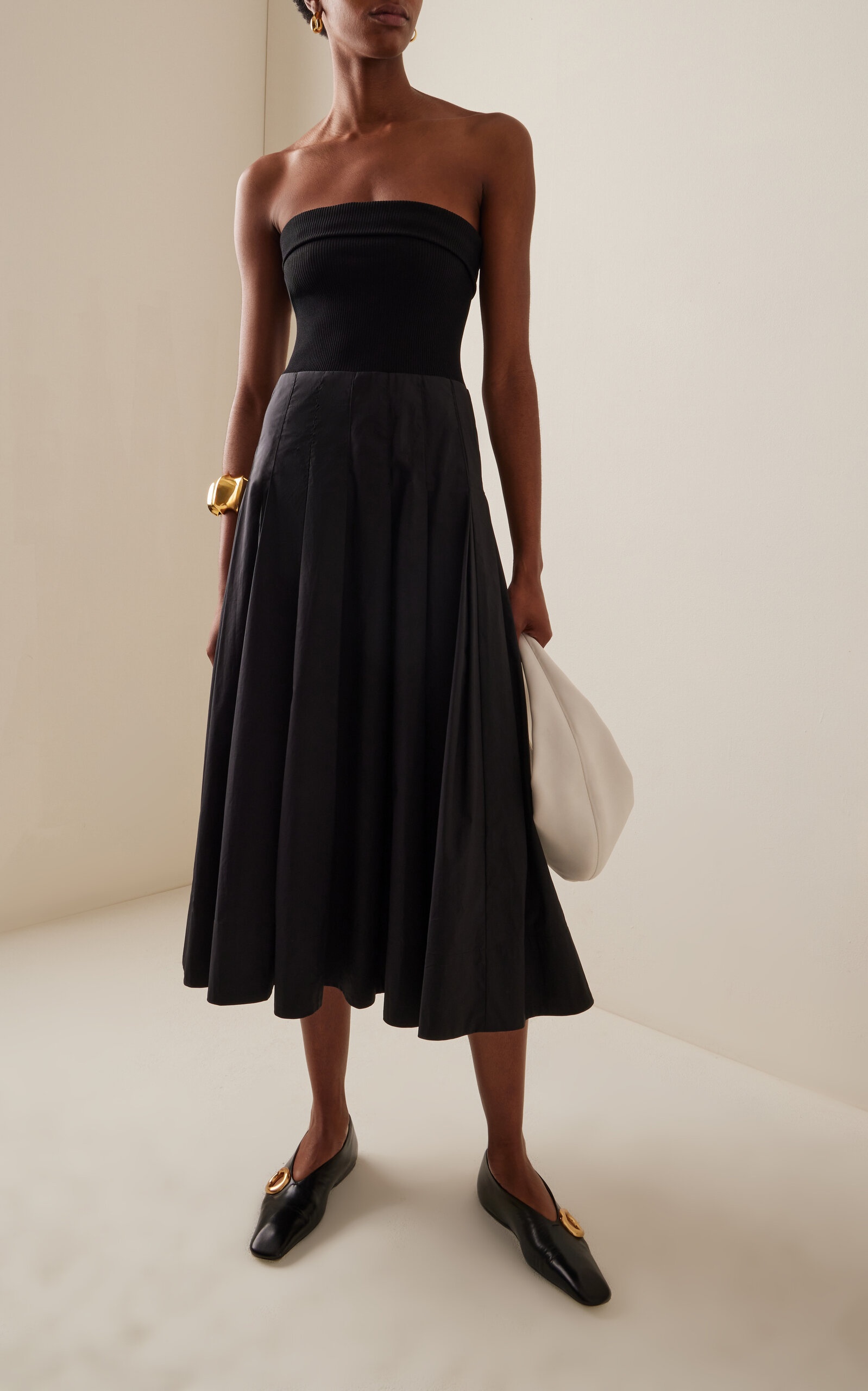 Warren Pleated Cotton-Poplin Midi Dress black - 2