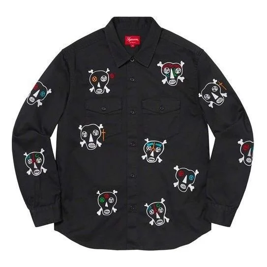 Supreme x Clayton Patterson Skulls Embroidered Work Shirt 'Black White' SUP-SS21-602 - 1