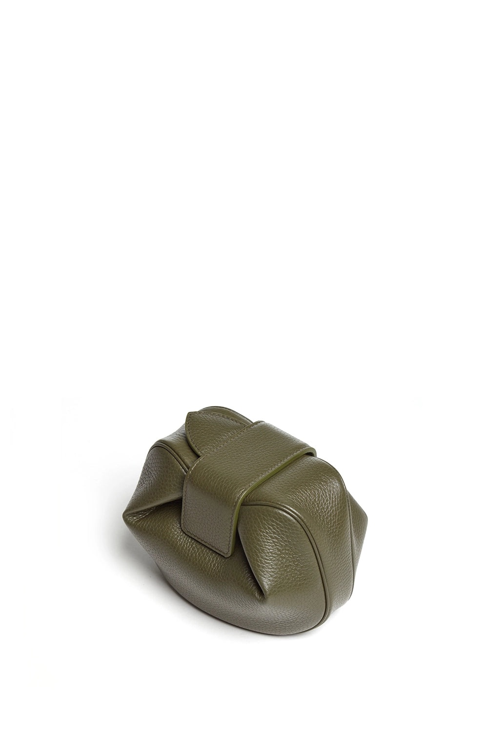 Soft Demi Clutch in Olive Textured Leather - 3