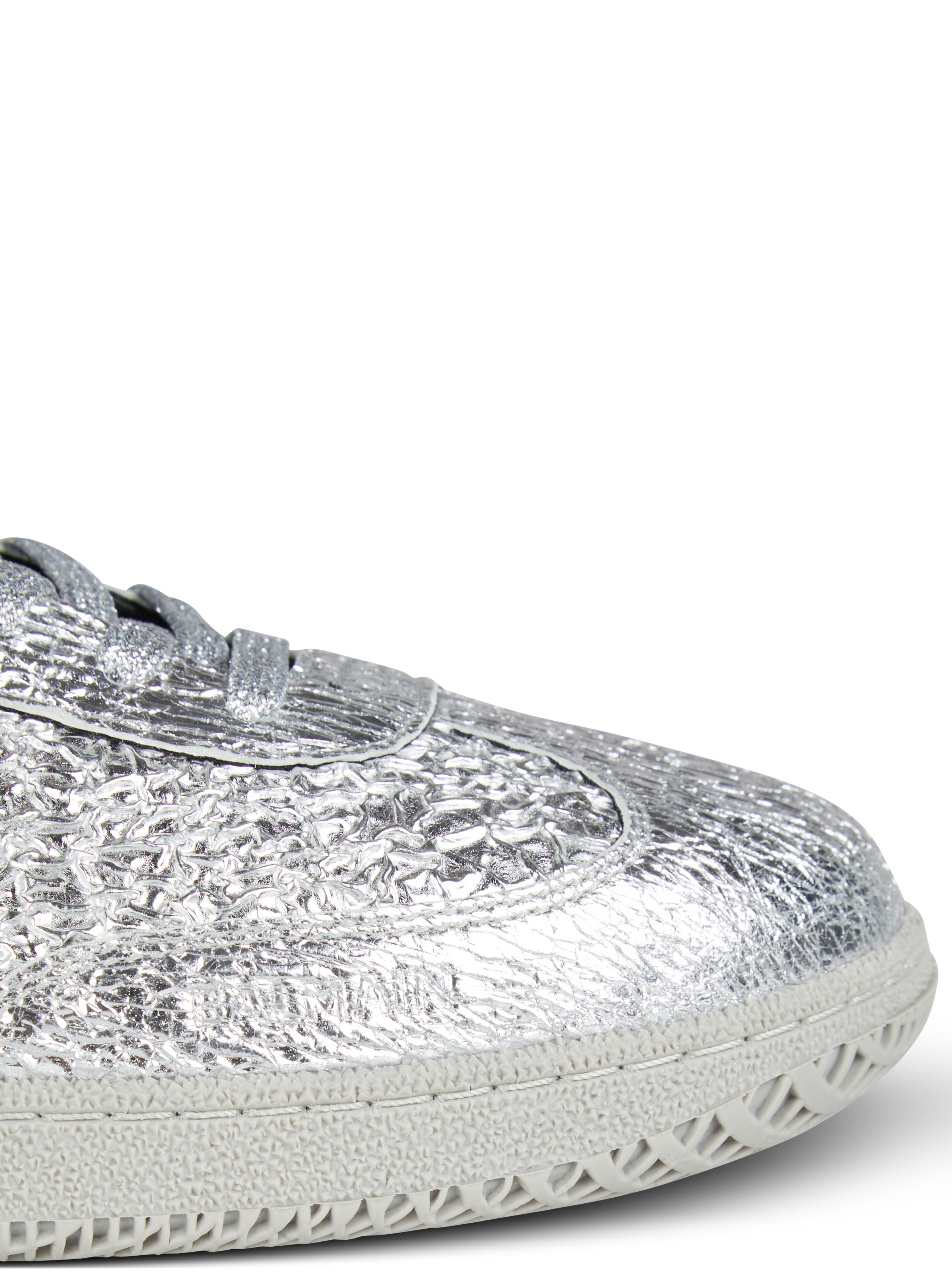 Balmain Swan silver leather trainers - 6