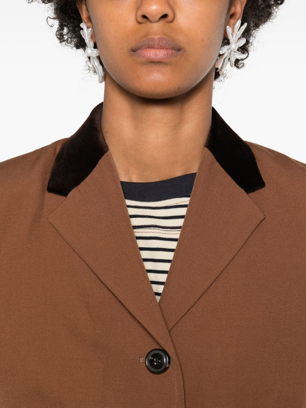 velvet-collared button blazer - 5