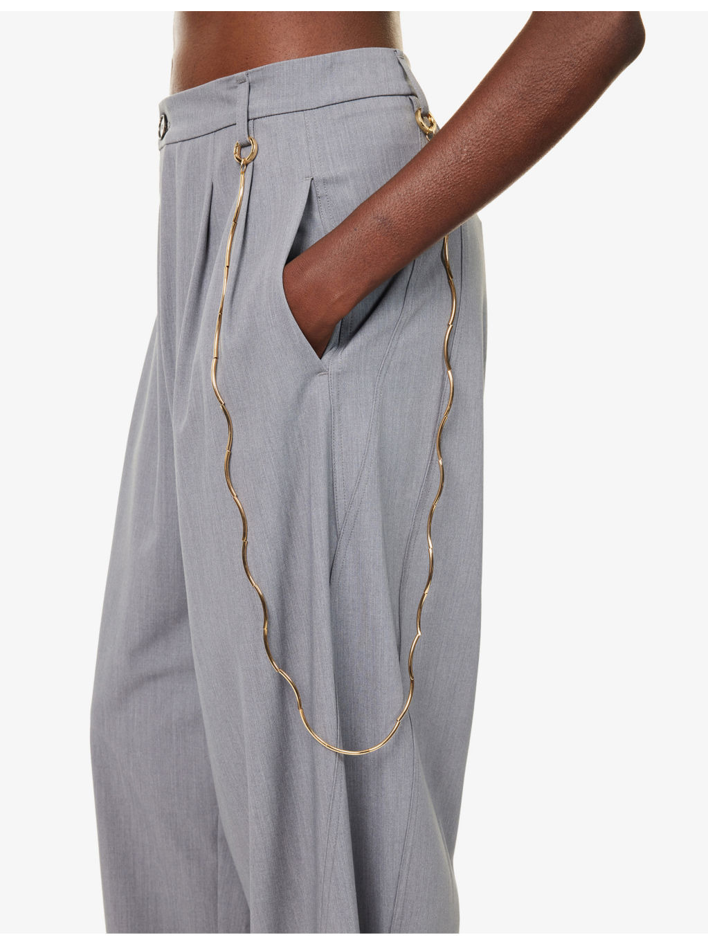 Phebe Chain-Adorned Wide-Leg Wool-Blend Trousers - 5