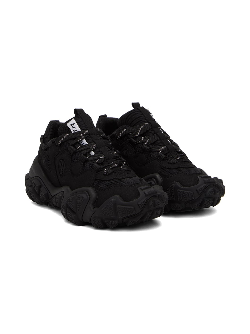 Black Chunky Mesh Sneakers - 4