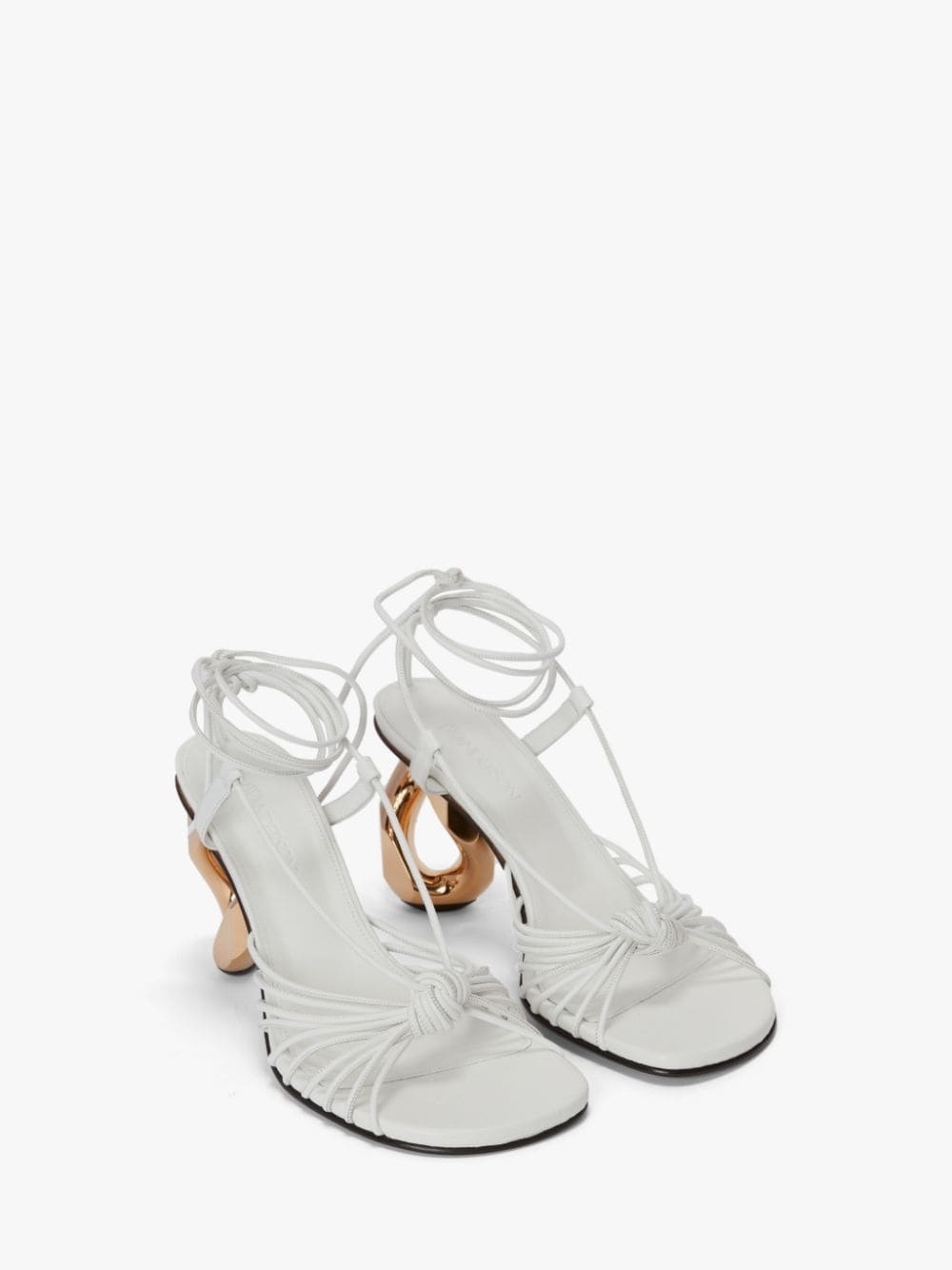 CHAIN HEEL LEATHER SANDALS - 3