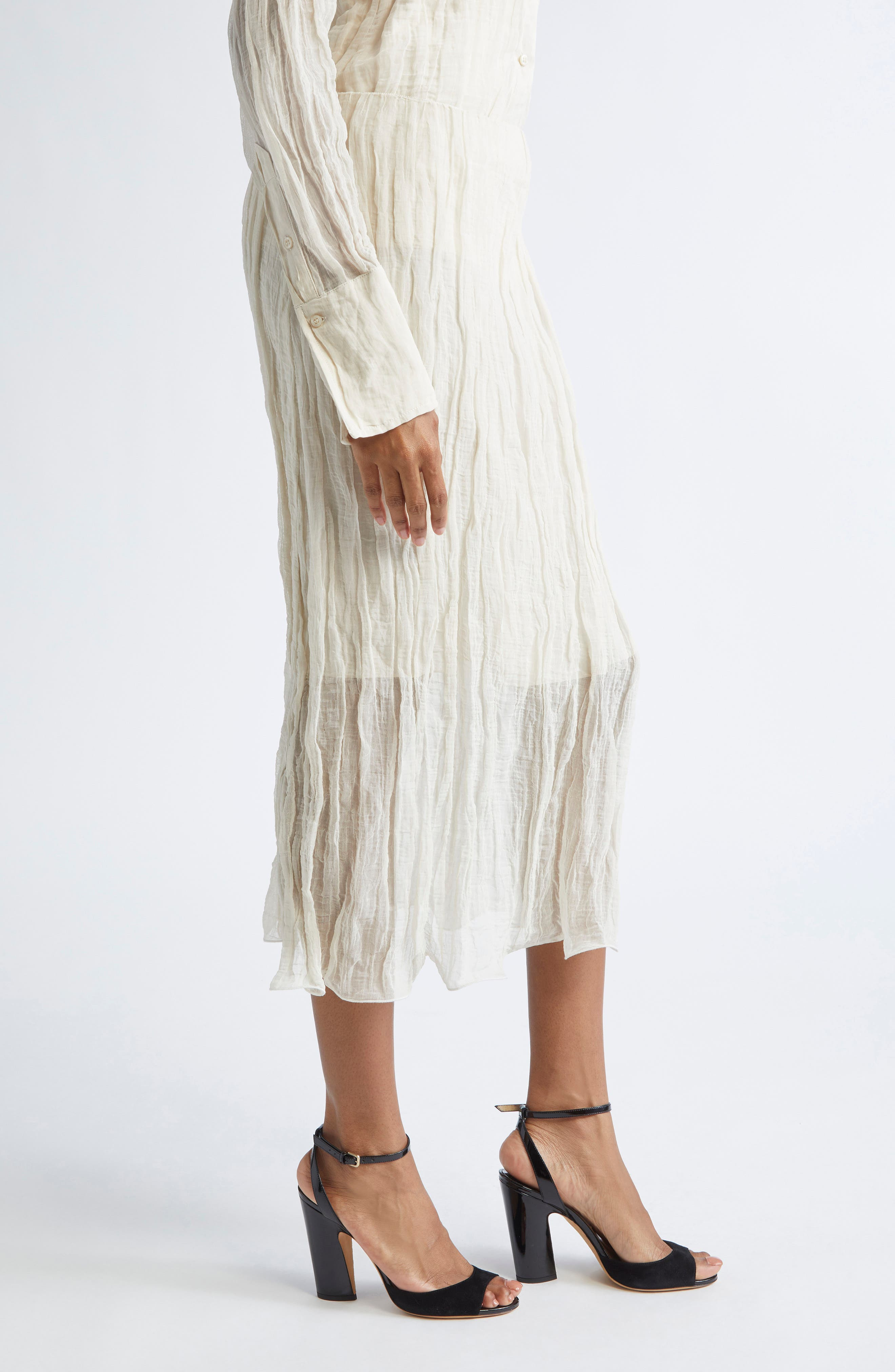 Brandon Maxwell The James Metallic Organza Straight Skirt in Oyster at Nordstrom - 4
