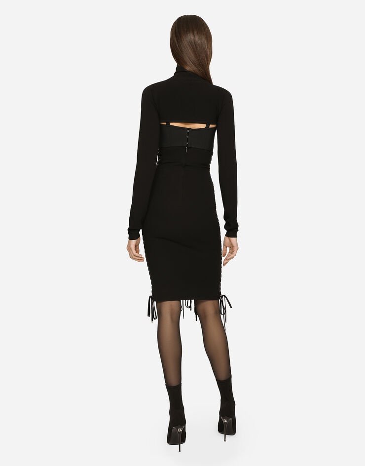 Midi dress with eyelets and lacing - 6