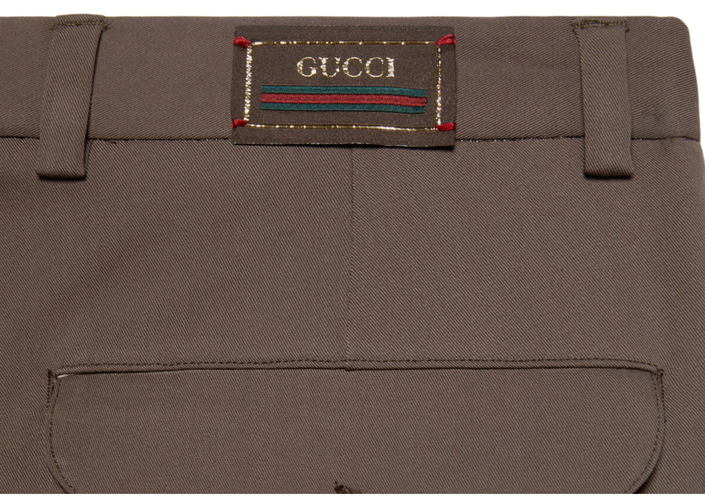 Gucci Wool Gucci Label Trousers Dark Brown - 2