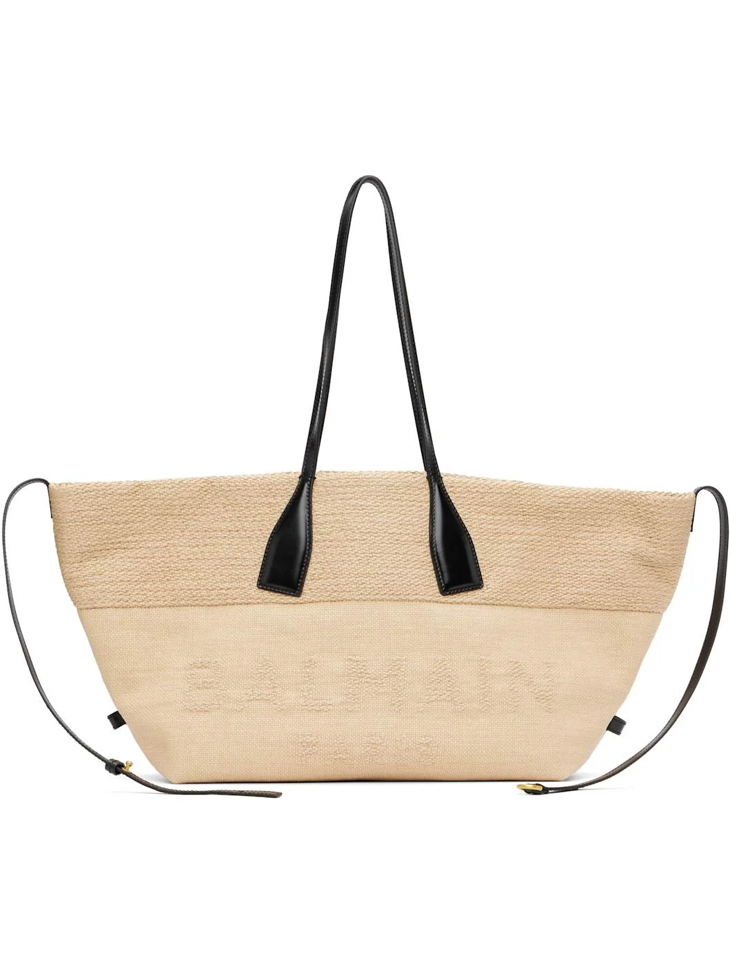 Beige Track Raffia Tote - 1
