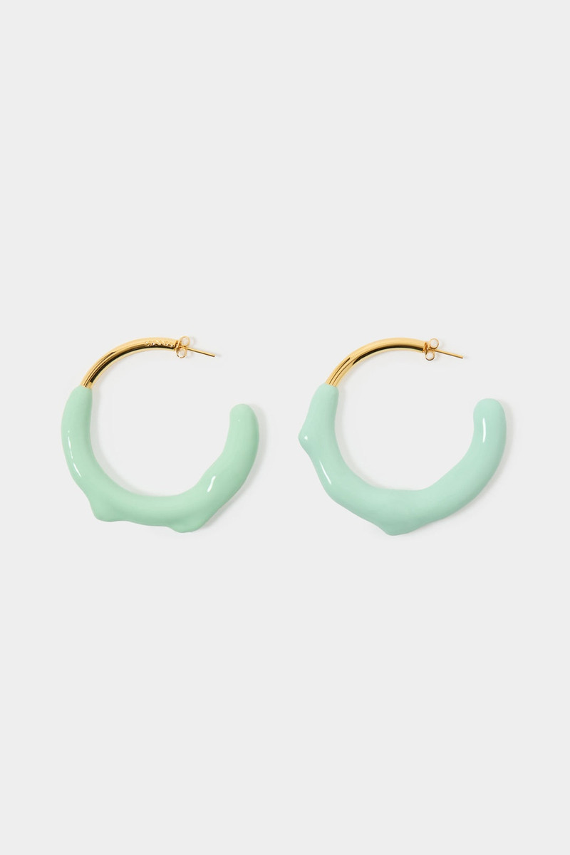 RUBBERIZED HOOP EARRINGS GOLD / mint - 1