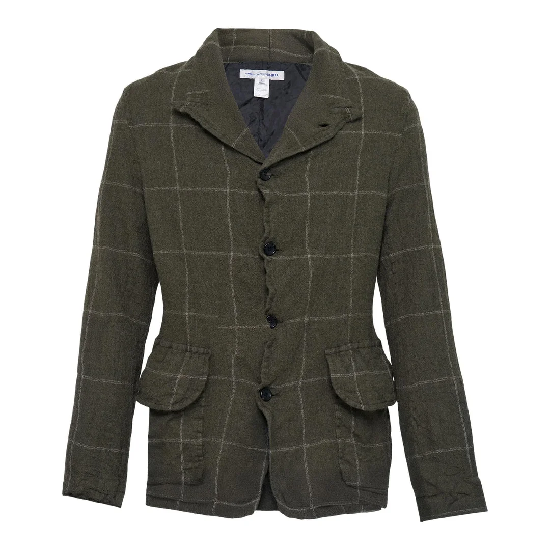 Wool Windowpane Check Jacket - 1