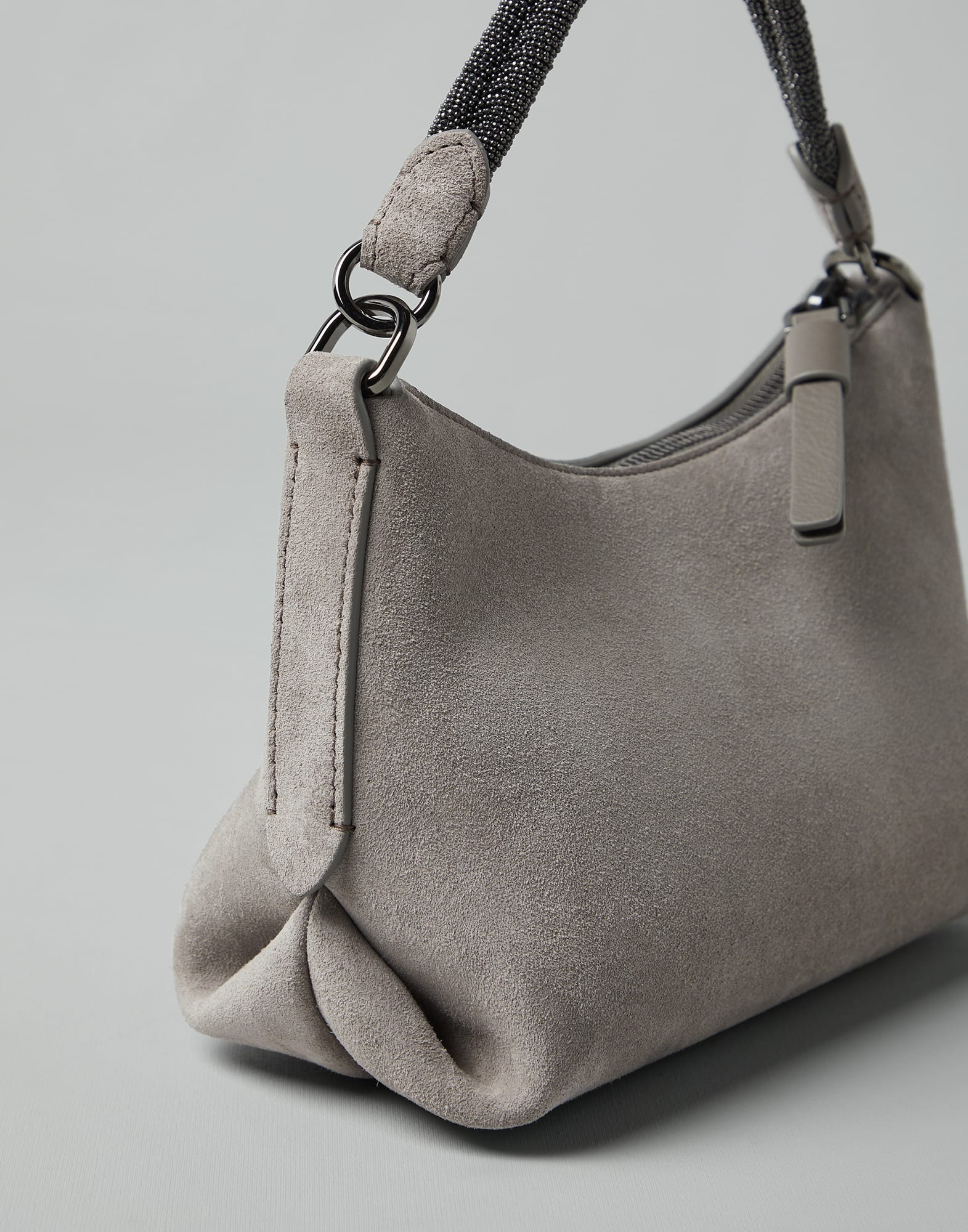 Suede bag with precious braided handle - 3