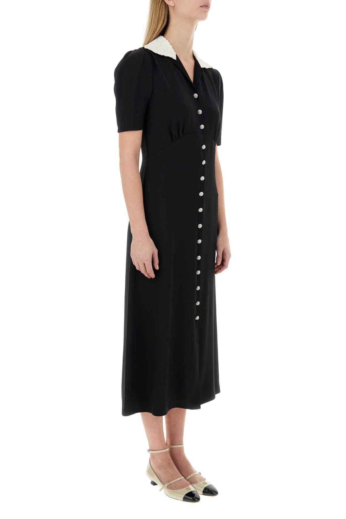 Miu Miu Women Black Crepe Shirt Dress - 3
