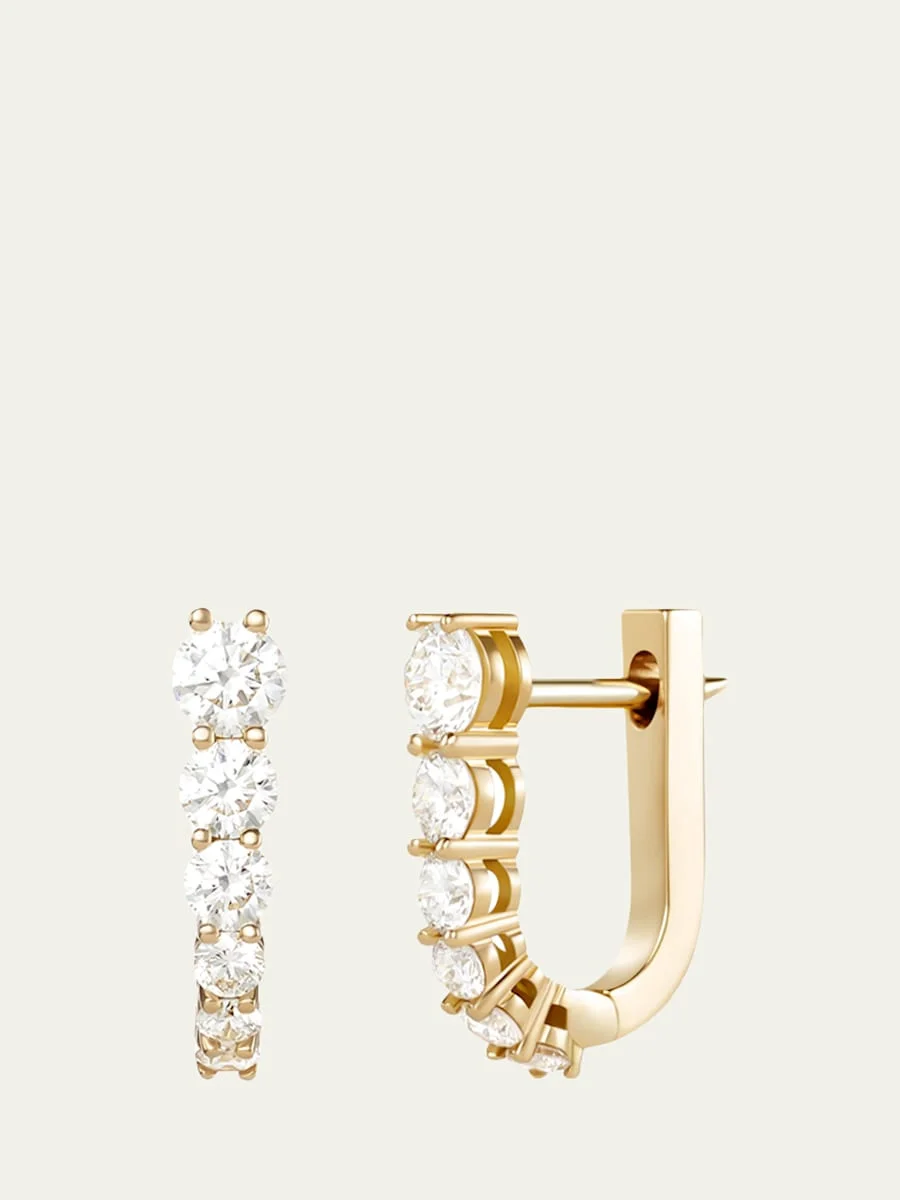 18K Yellow Gold Aria U Huggie Hoop Earrings with Diamonds - 1