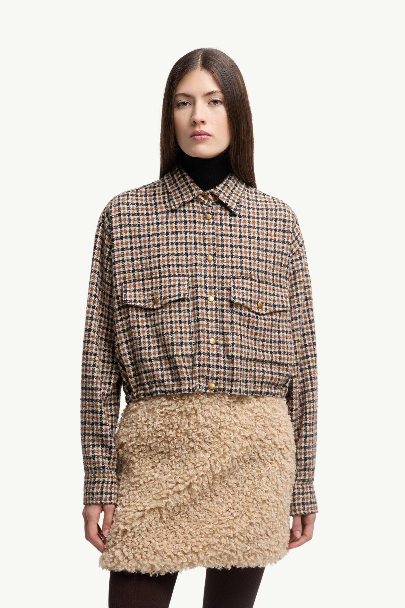 Check Wool Blend Long Sleeve Shirt - 3