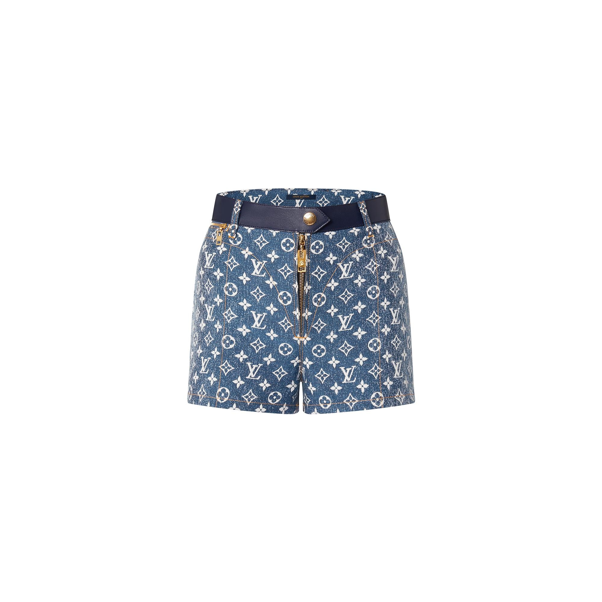 Monogram Jacquard Denim Mini Shorts - 1