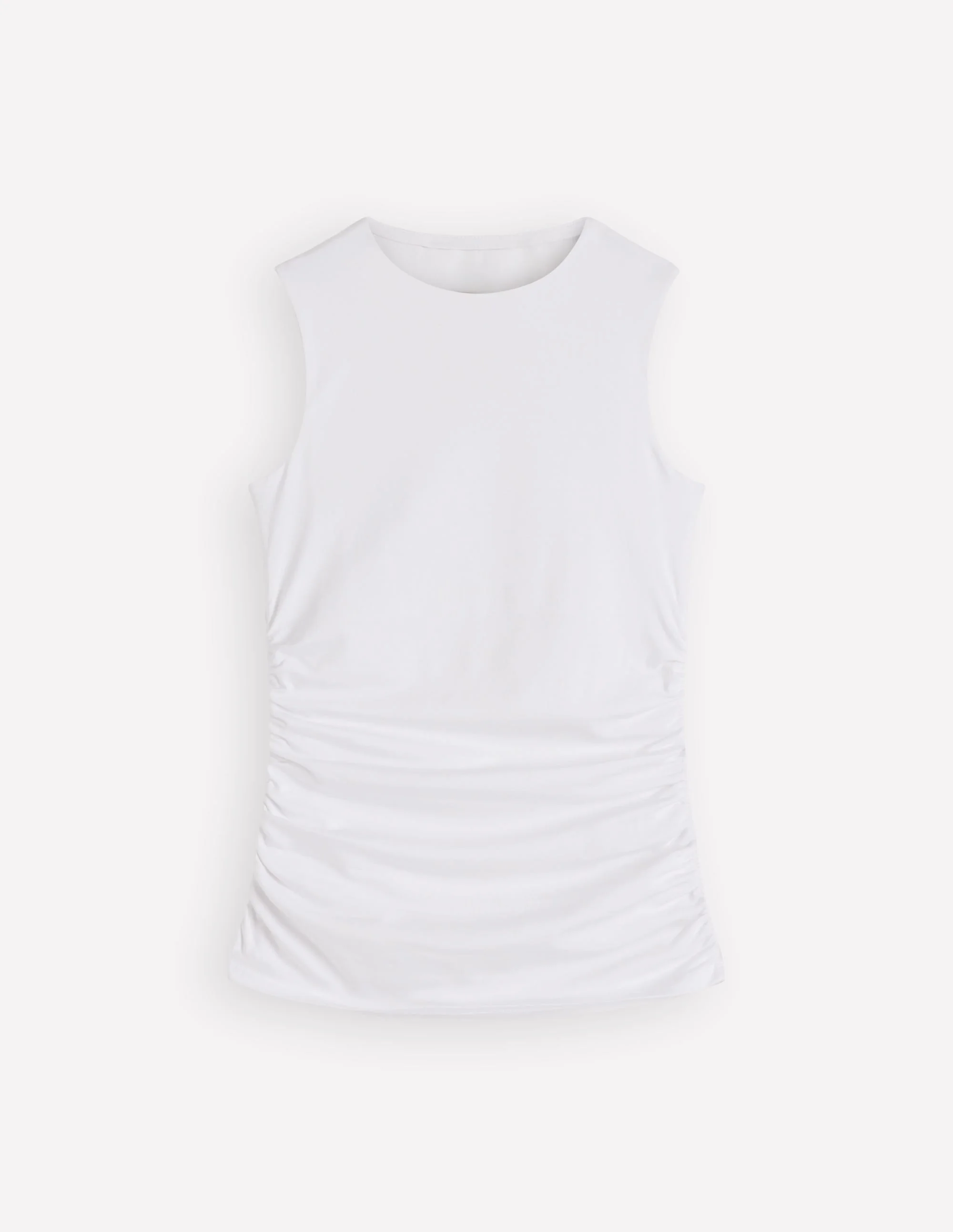 Tia Sleeveless Ruch Jersey Top-White - 1