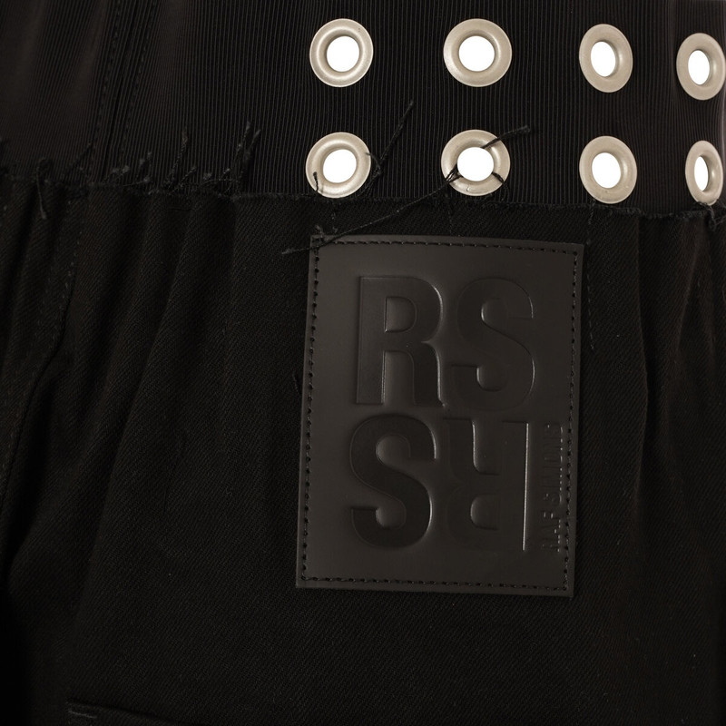 Black Eyelets Denim Skirt in Black 4