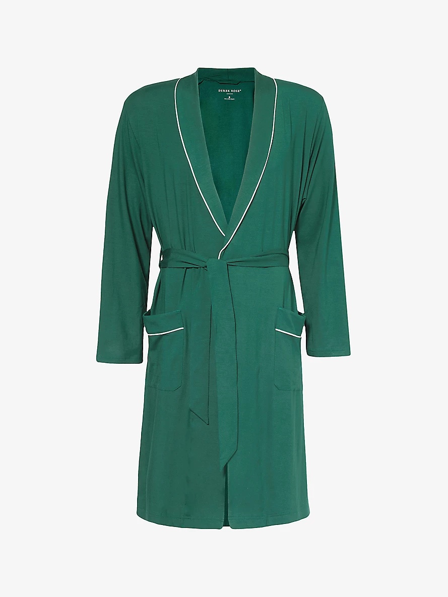 Basel shawl-neck stretch-jersey robe - 1