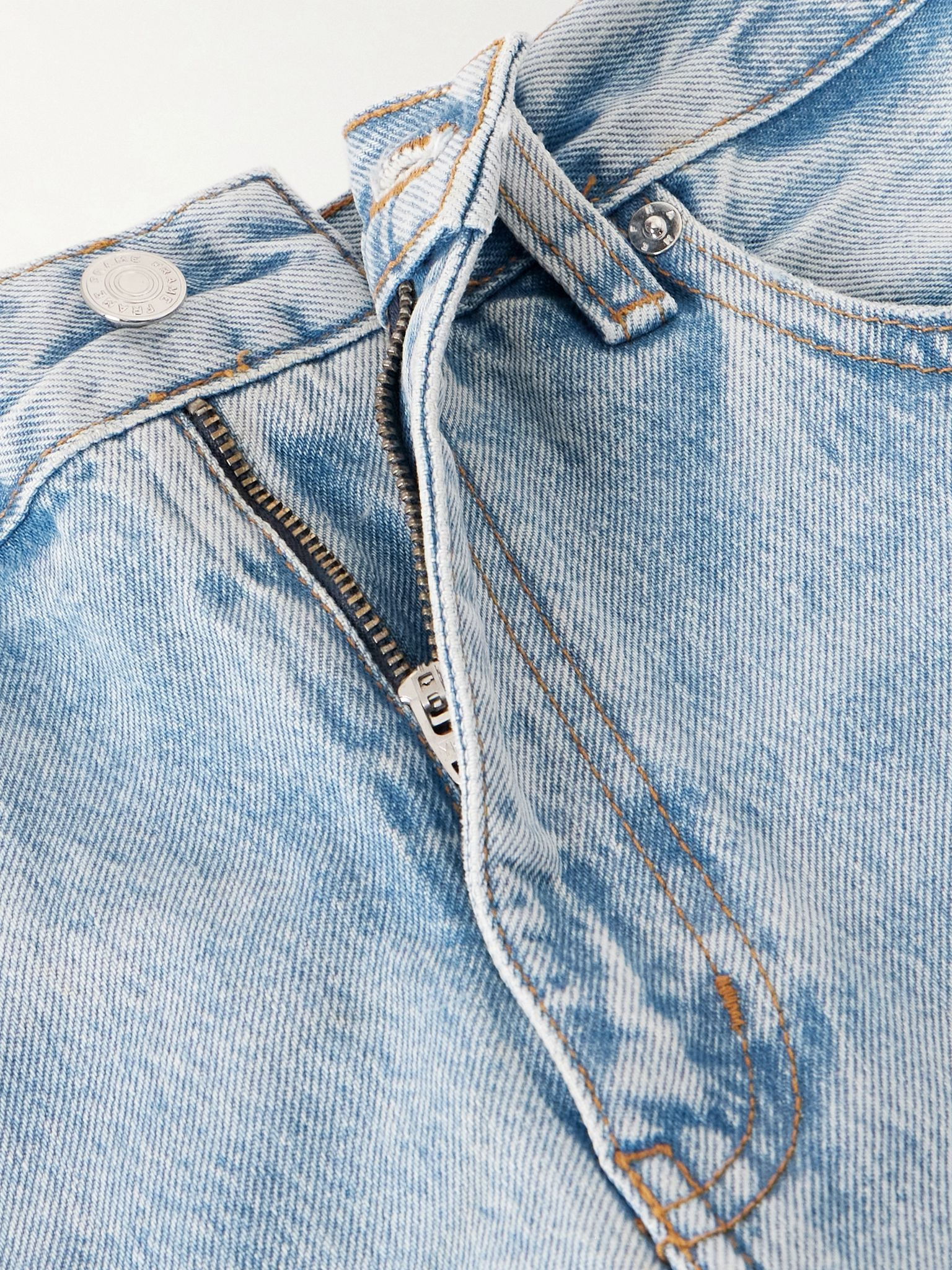 The Bubble Crop frayed high-rise barrel-leg jeans Light denim - 5
