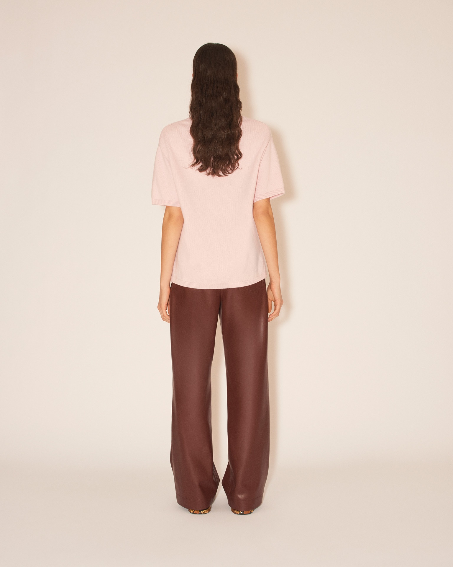 CALIE - OKOBOR™ alt-leather elasticated waist pants - Black - 2
