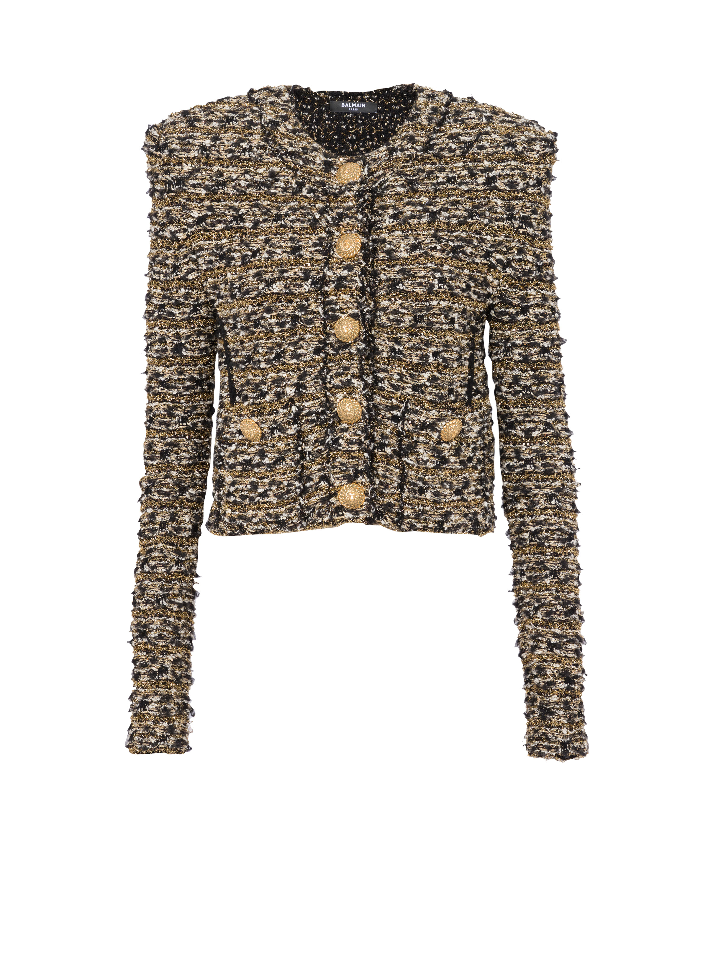 Cropped lurex tweed jacket - 1