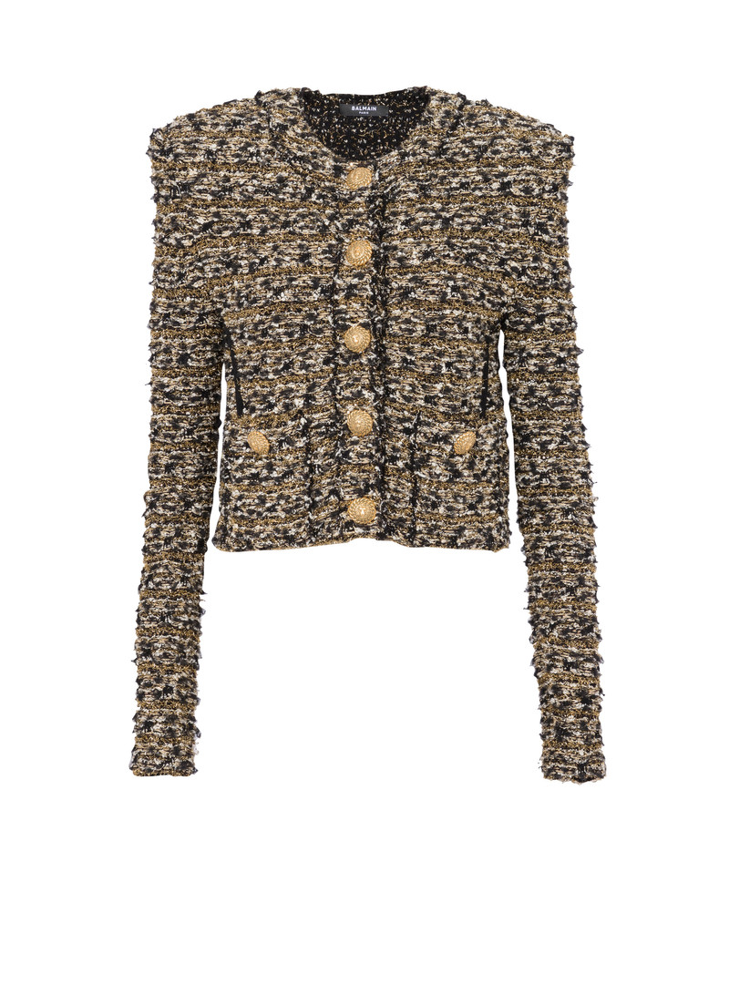 Cropped lurex tweed jacket 1
