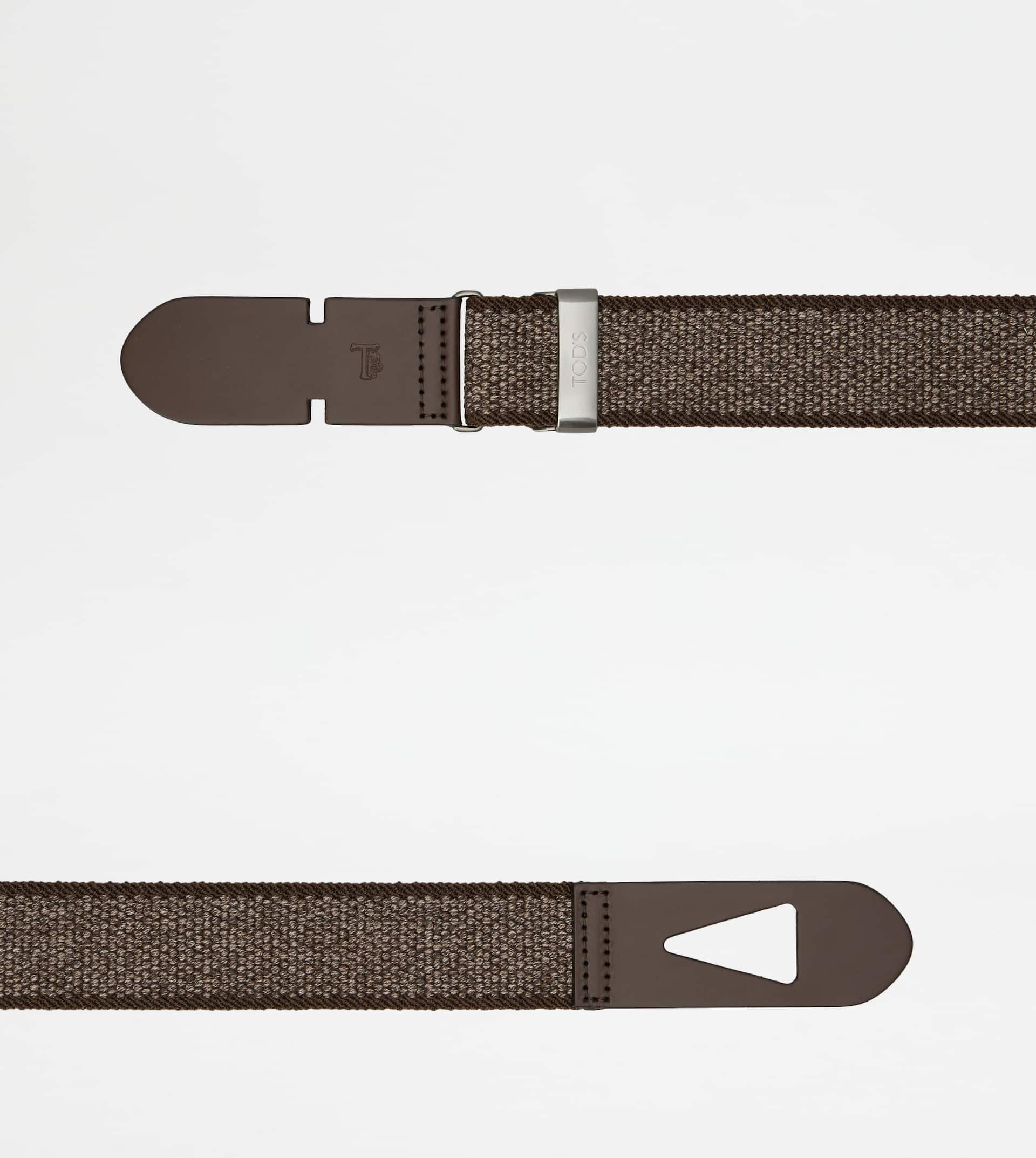 BELT IN CANVAS AND LEATHER - BROWN - 2