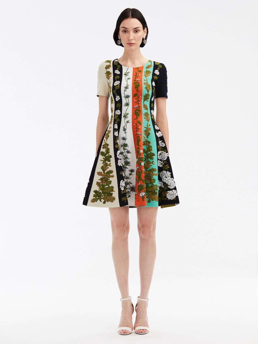 Botanical jacquard dress