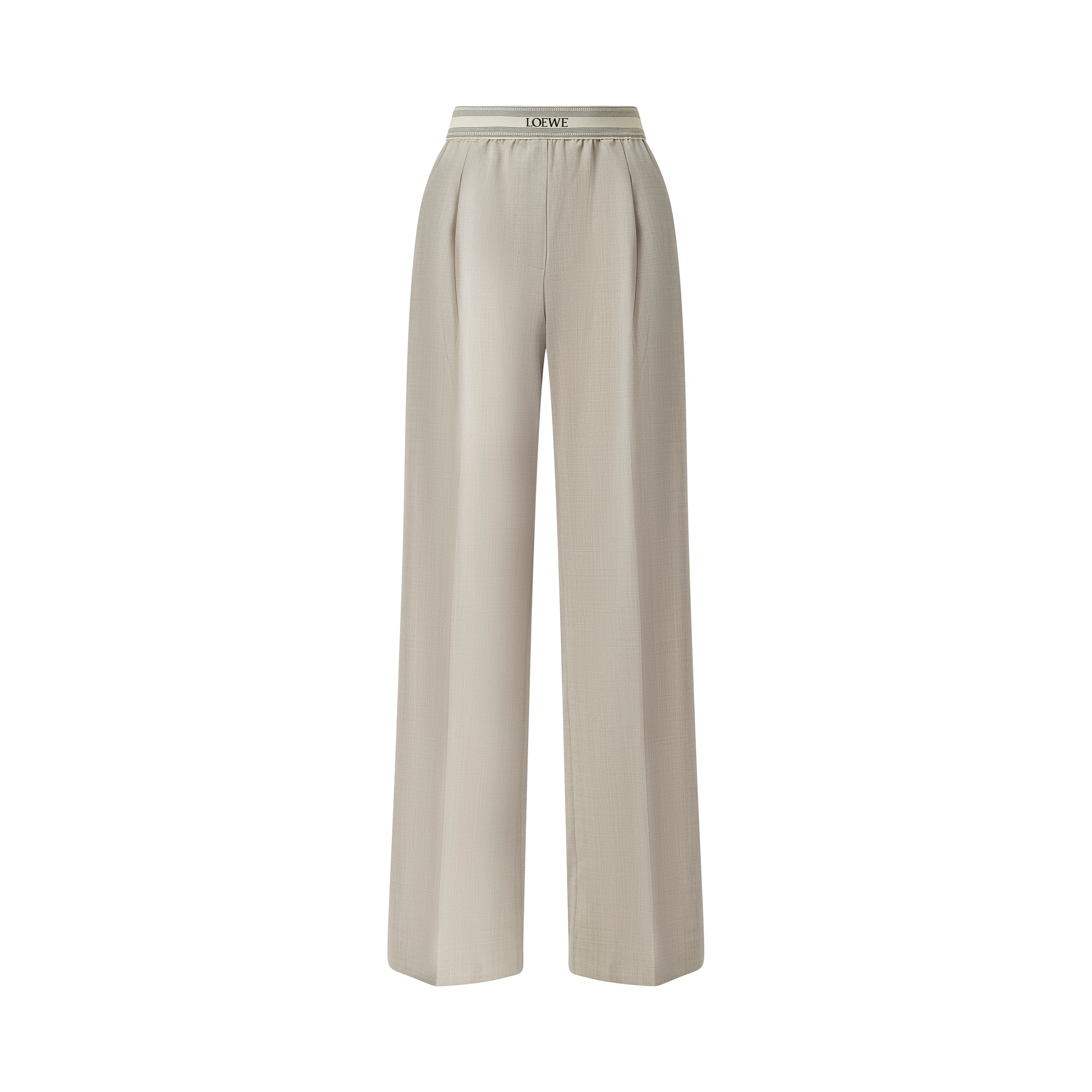 Logo Band Trouser in Light Beige Melange - 2