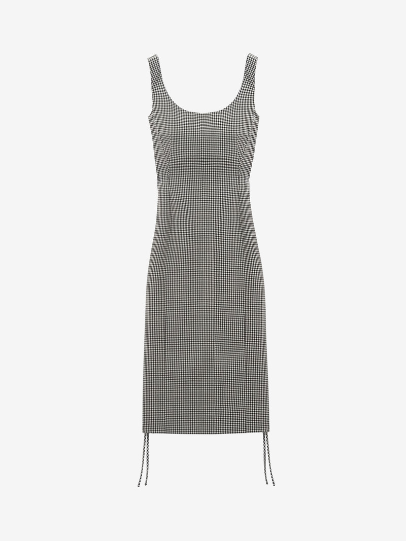Alexander McQueen Corset Lace Gingham Check Pencil Dress outlook