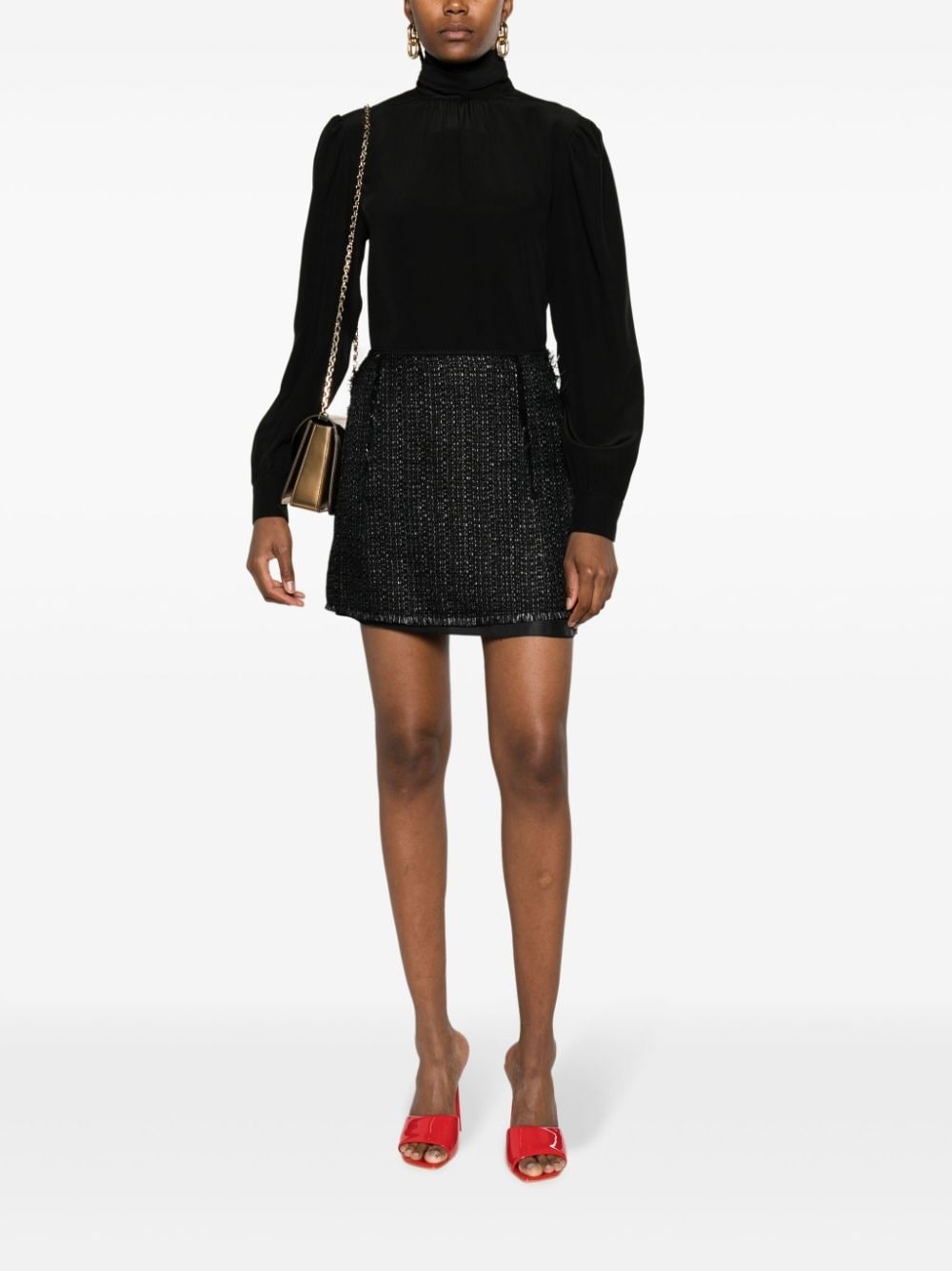 metallic tweed A-line miniskirt - 2