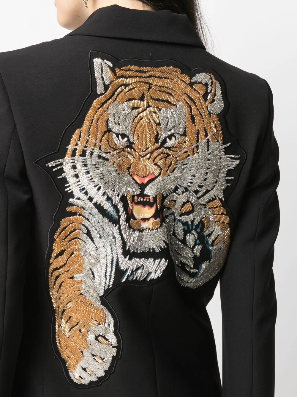 sequinned tiger single-breasted blazer - 5